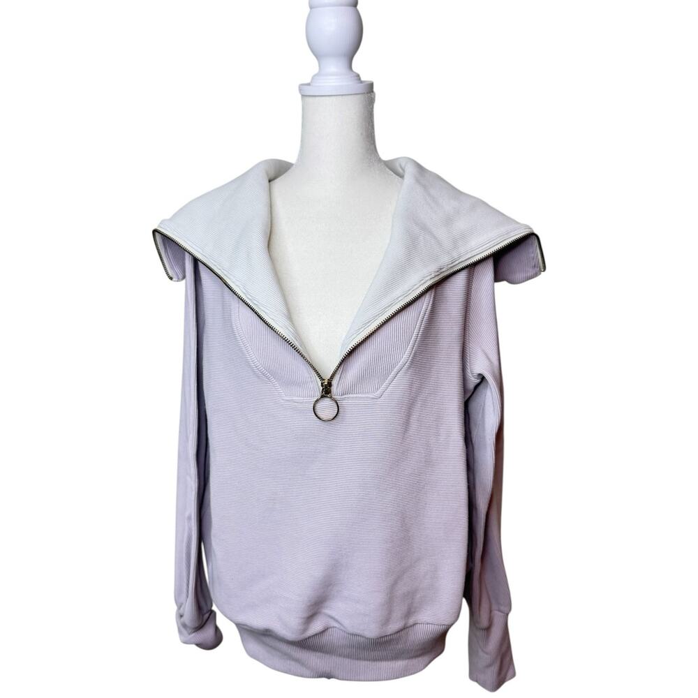 VARLEY Vine Half Zip Pullover Sweatshirt Sweater Light Purple Cream Size Small